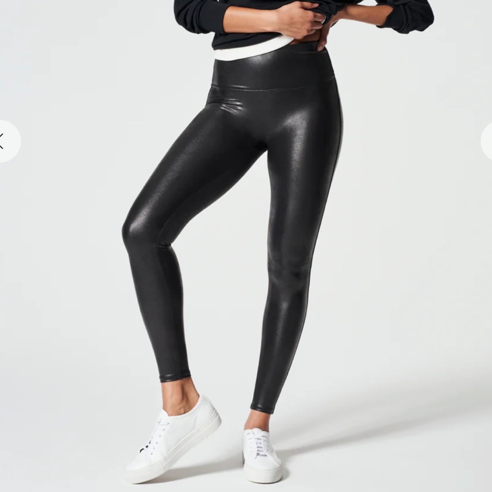 SPANX Faux Leather High Rise Leggings Size XL